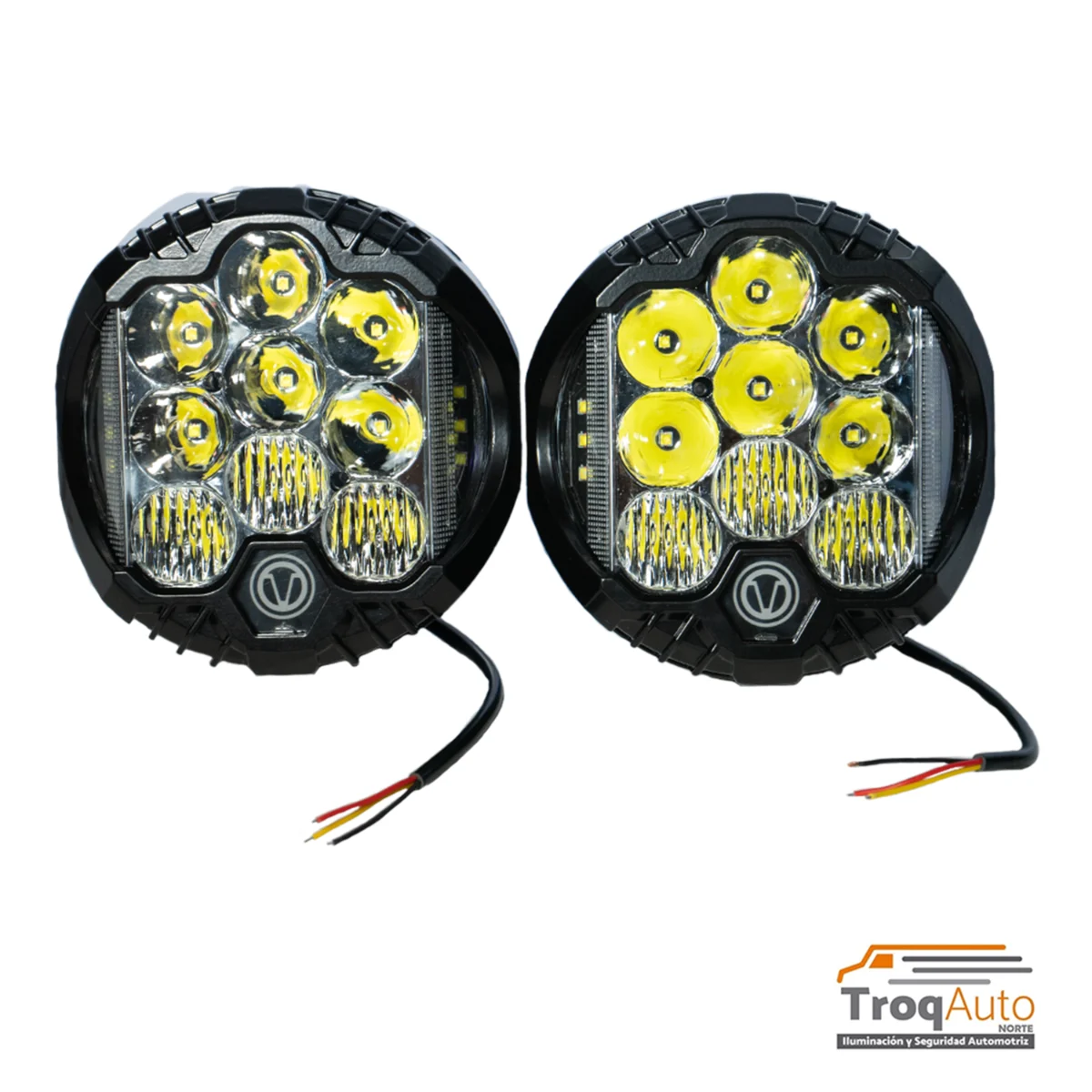 JGO. FARO REDONDO 7″ / 9 LEDS CENTRO + 6 LATERALES BLANCO