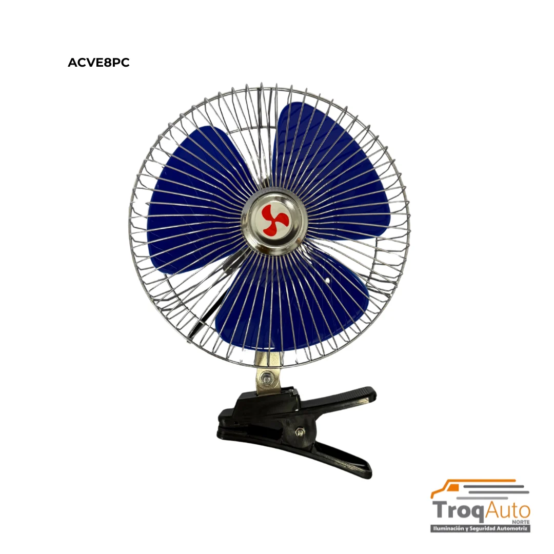 ABANICO 8" PLASTICO C/PINZA 12V