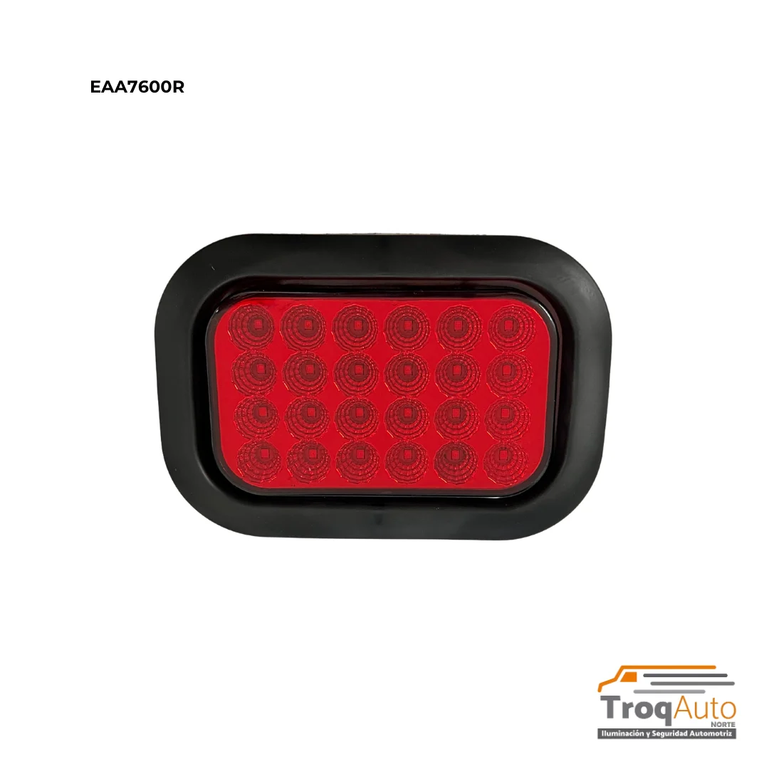PLAFON CUADRADO ROJO 24 LEDS DE HULE NEGRO
