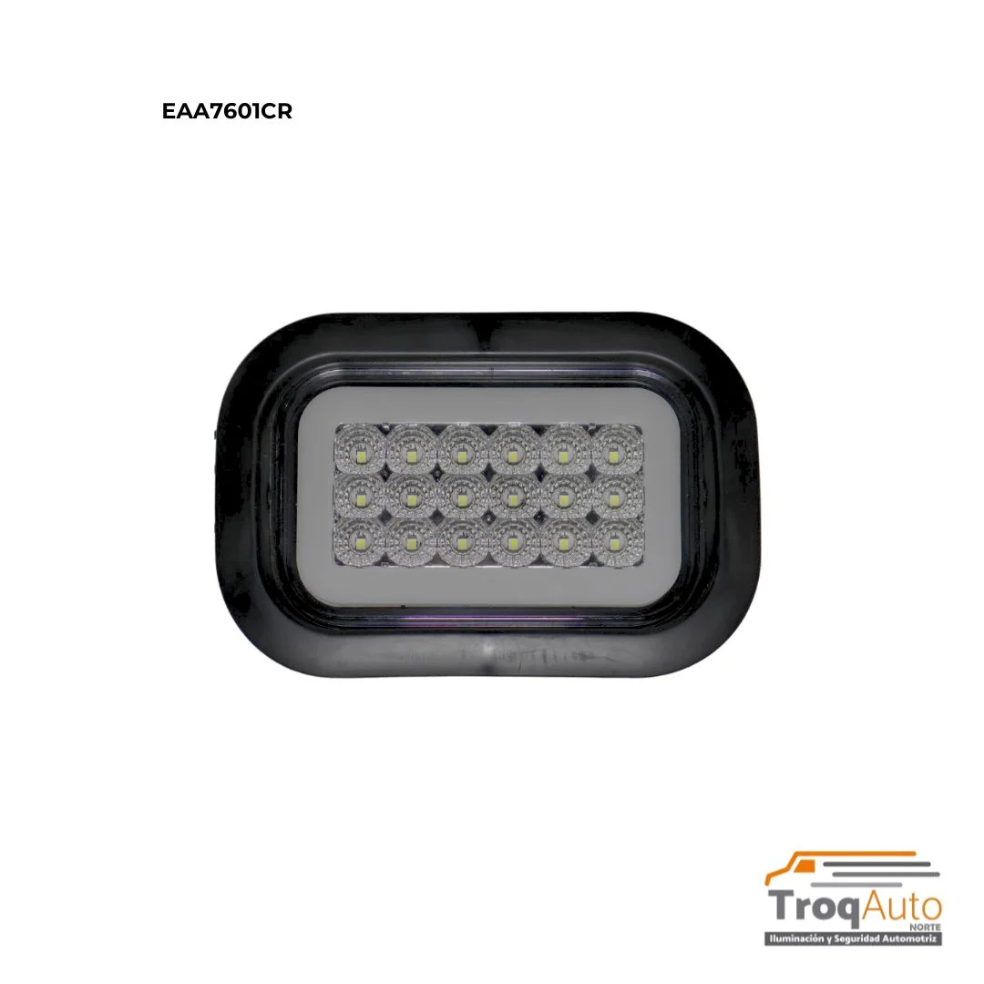 PLAFON CUADRADO CR 18 LEDS DE HULE NEGRO C/ARILLO DE GEL