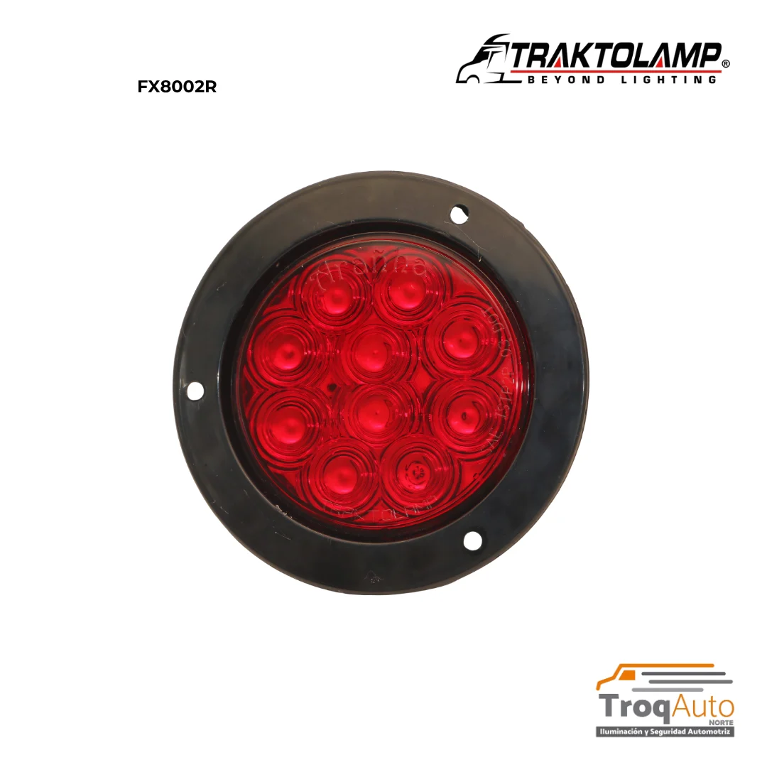 LAMPARA ROJA 4" 10 LEDS C/SEGURO NEGRO 12/24V