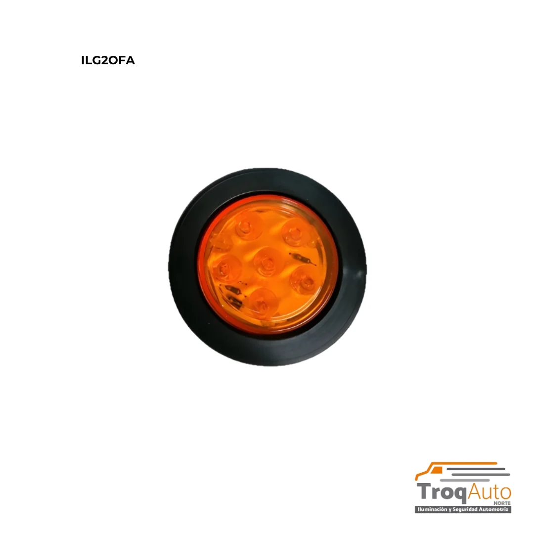LAMPARA 2" 6 LED AMBAR FIJA CON CONECTOR (GOMA)