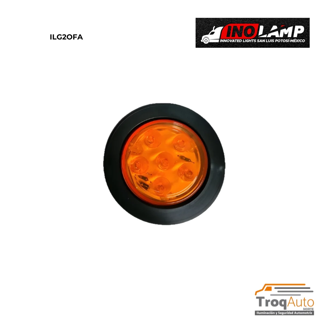 LAMPARA 2" 6 LED AMBAR FIJA CON CONECTOR (GOMA)