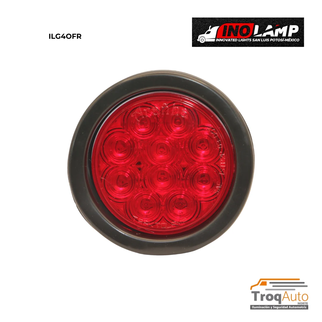 PLAFON 4" 10 LEDS ROJO SELLADO REFLEJANTE C/GOMA Y CONECTOR