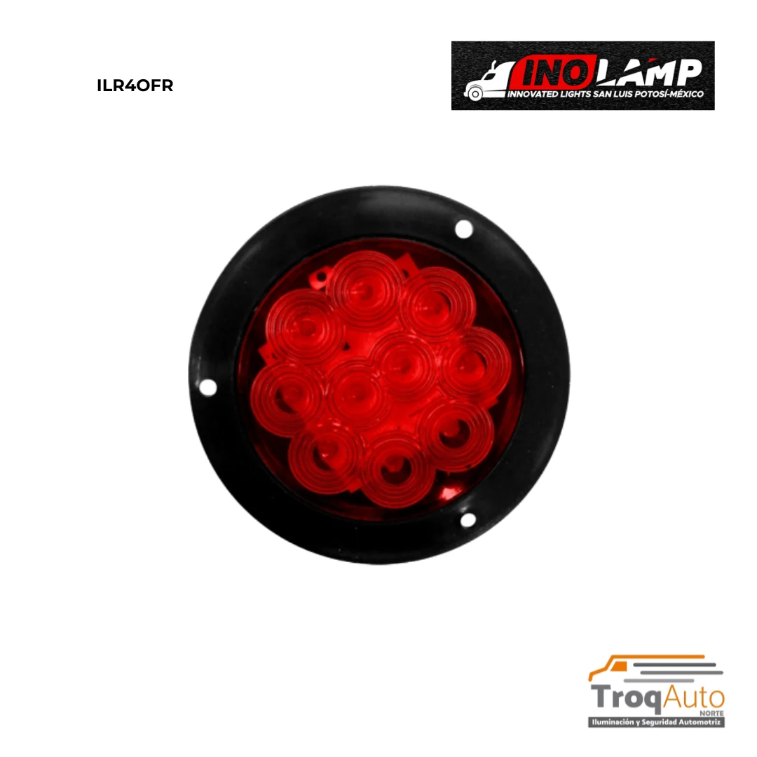 LAMPARA 4" 10 LEDS ROJA BASE P/REMACHE C/CONECTOR 12-24V