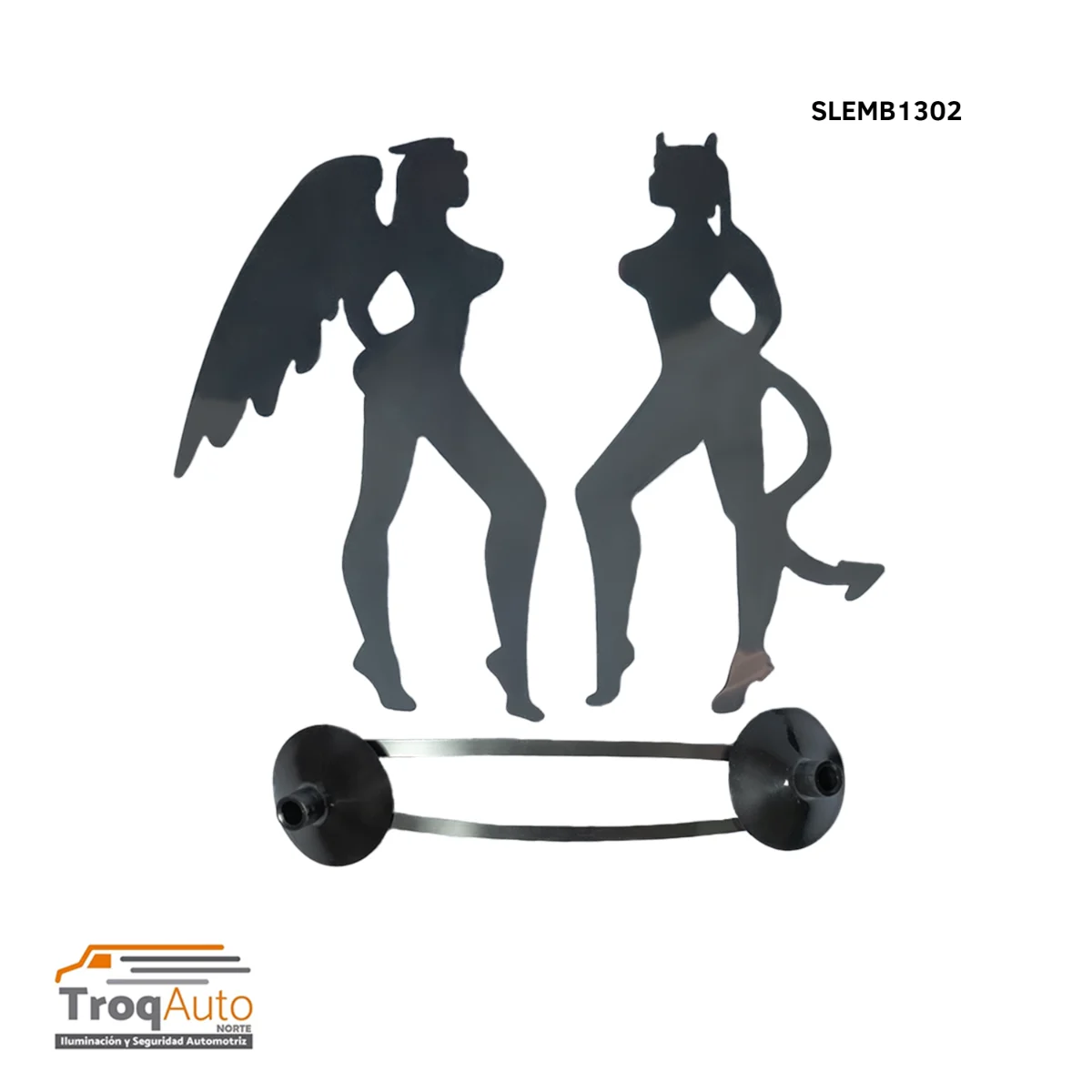 EMBLEMA CROMADO / FIGURA DUO ANGEL Y DEMONIO