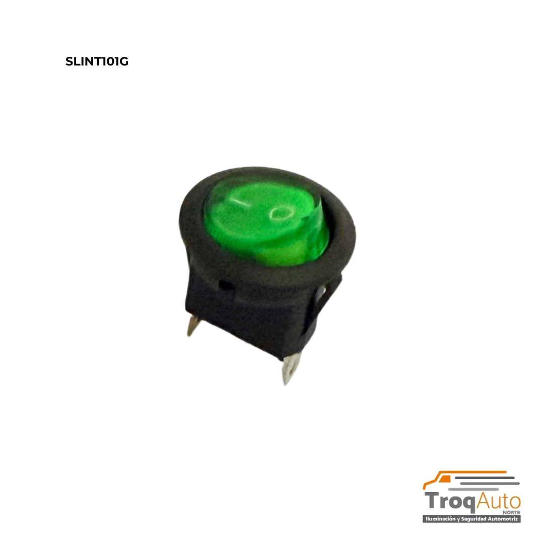 SWITCH DE TECLA CON LUZ 1 PASO REDONDO COLOR VERDE