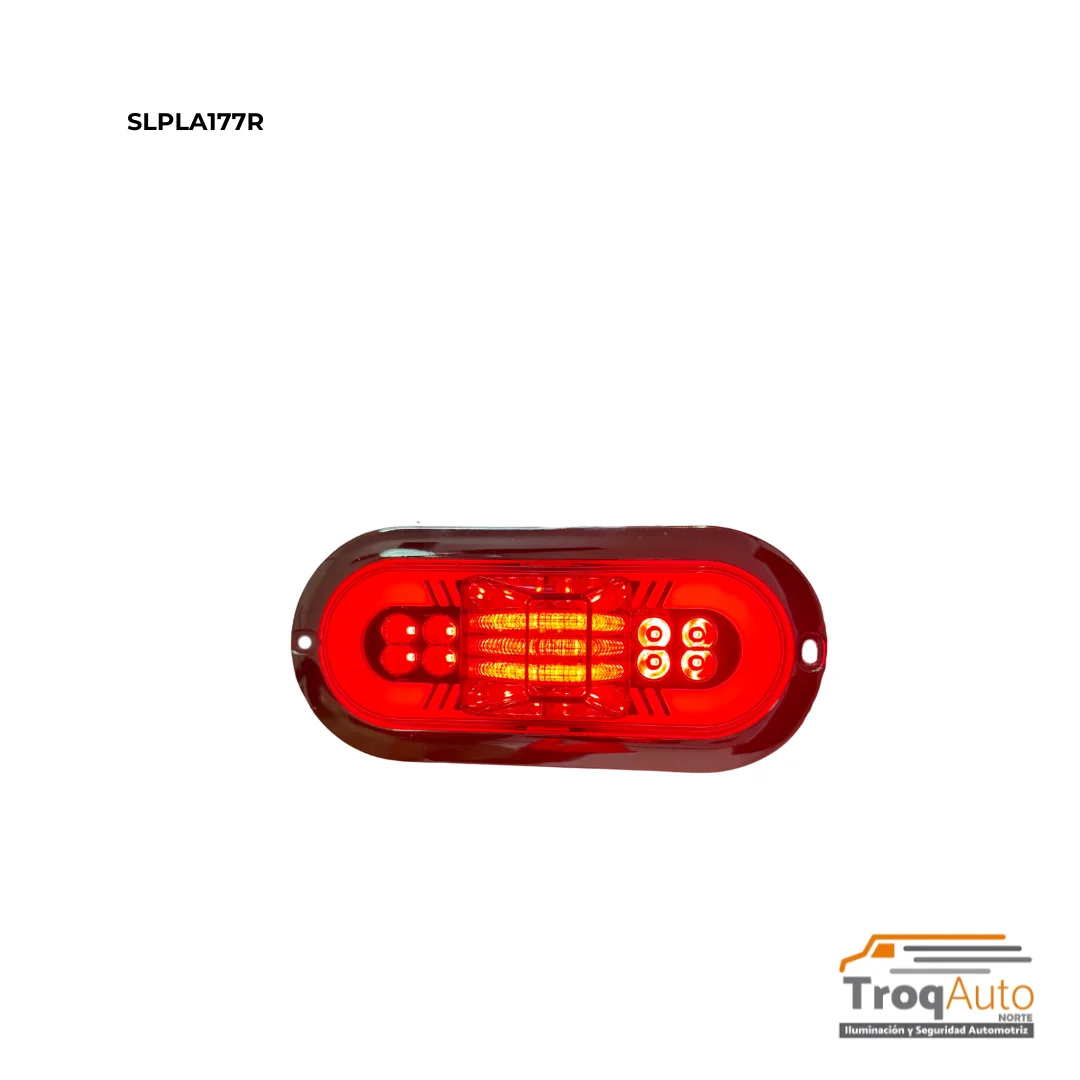 PLAFON OVALADO CROMADO C/JOROBA12-24V LED GLO ROJO