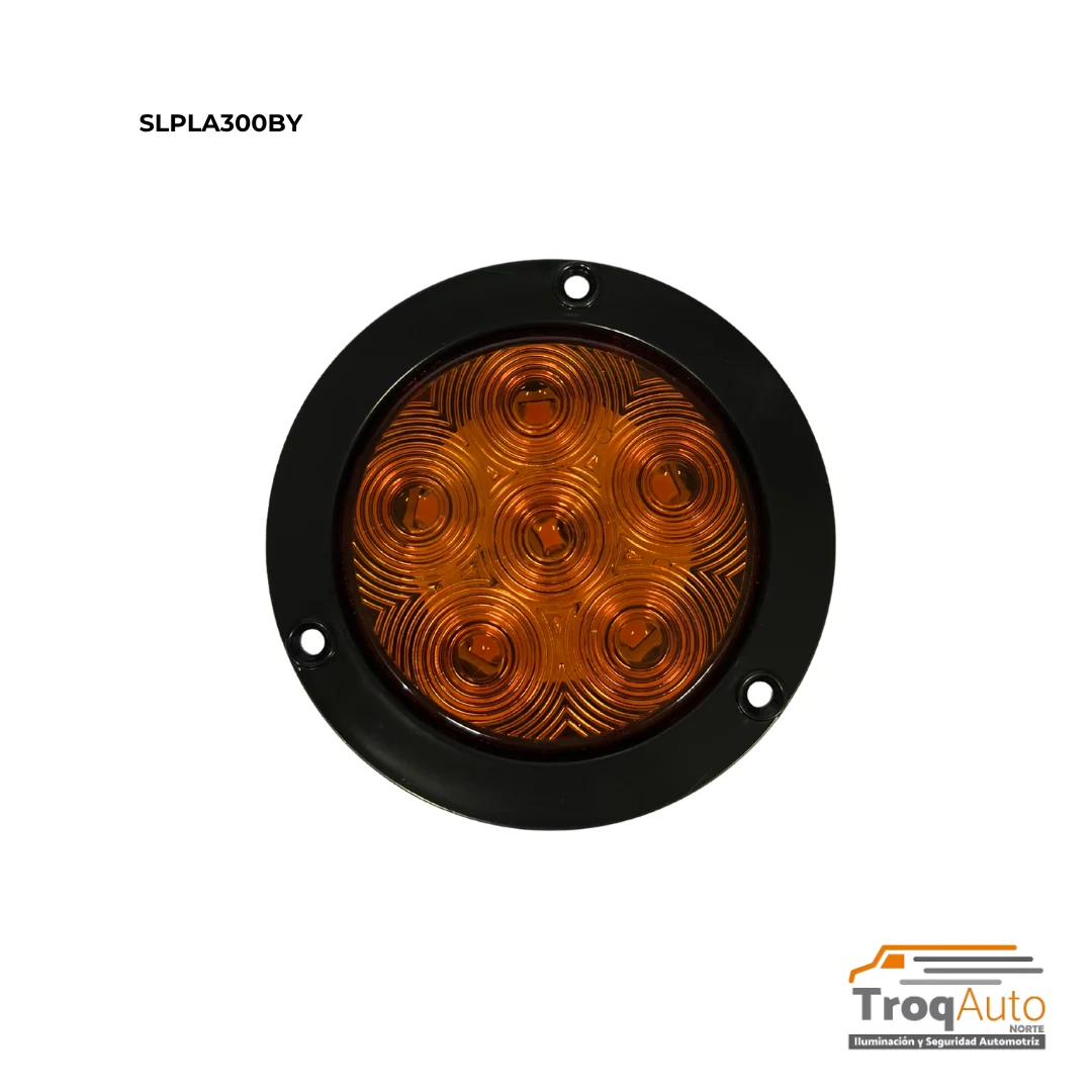 PLAFON 4" 6 LEDS 12/24V AMBAR FIJO + ESTROBO