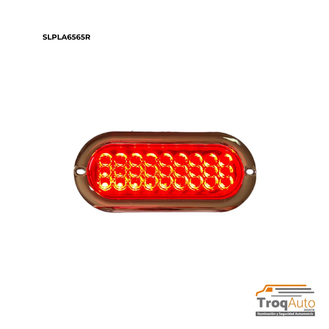 PLAFON OVALADO 40 LEDS ROJO 12-24V FIJO+ESTROBO CROMADO