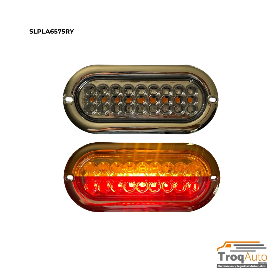 PLAFON OVALADO 27 LEDS ARO CROM 12-24V FIJO+ESTROBO BICOLOR