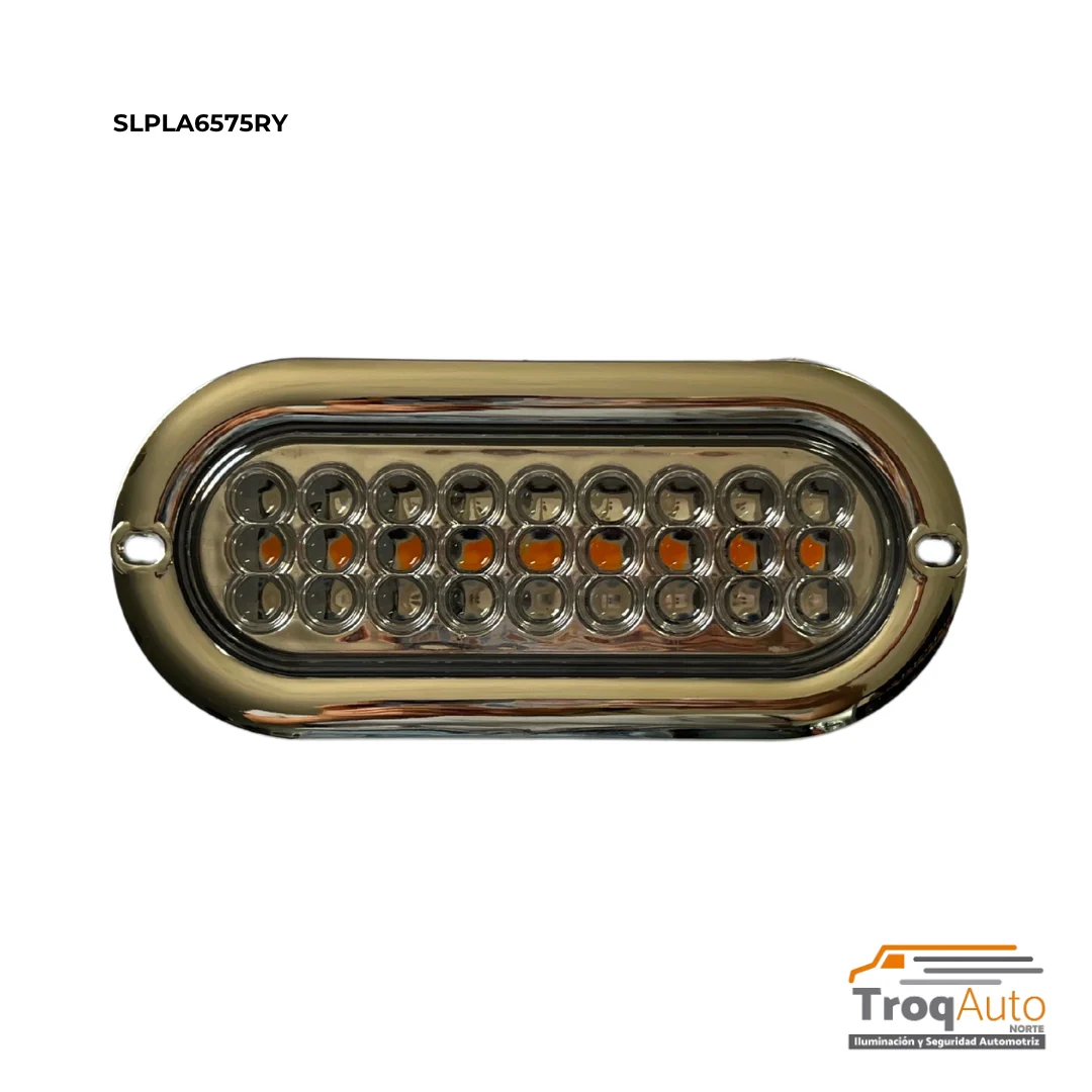 PLAFON OVALADO 27 LEDS ARO CROM 12-24V FIJO+ESTROBO BICOLOR