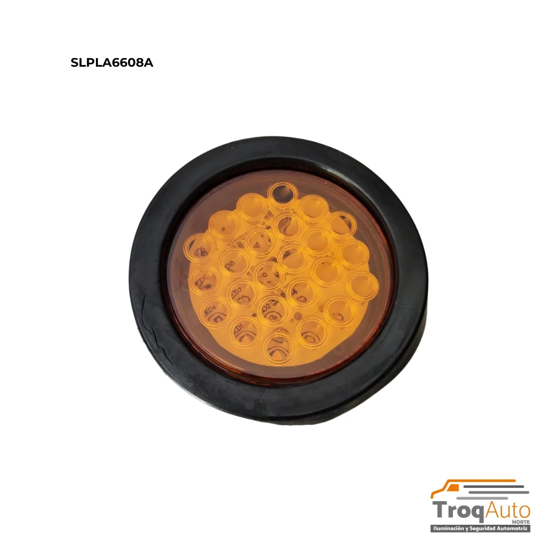 PLAFON 4" 24 LEDS AMBAR CON GOMA FIJO + ESTROBO 12-24V