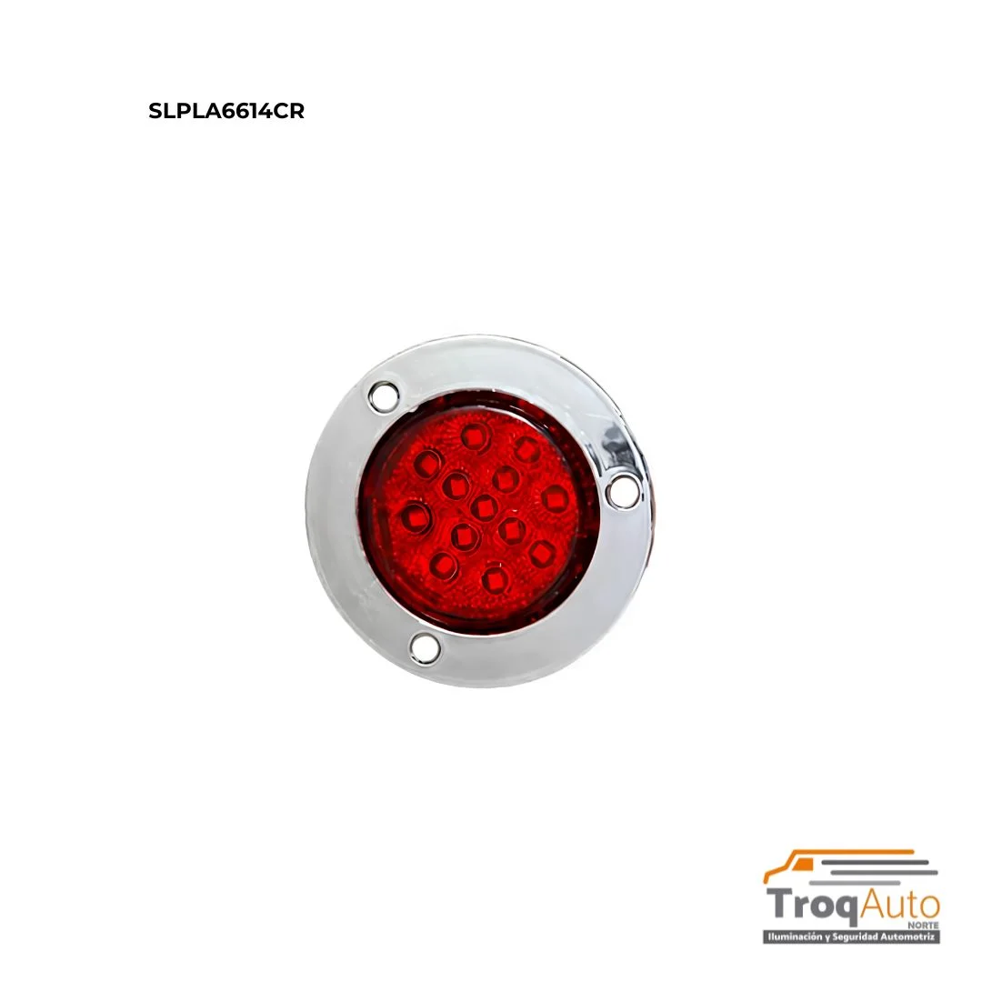 PLAFON 2" 9 LEDS FIJO+ESTROBO 12-24V ROJO CONTORNO CROMADO