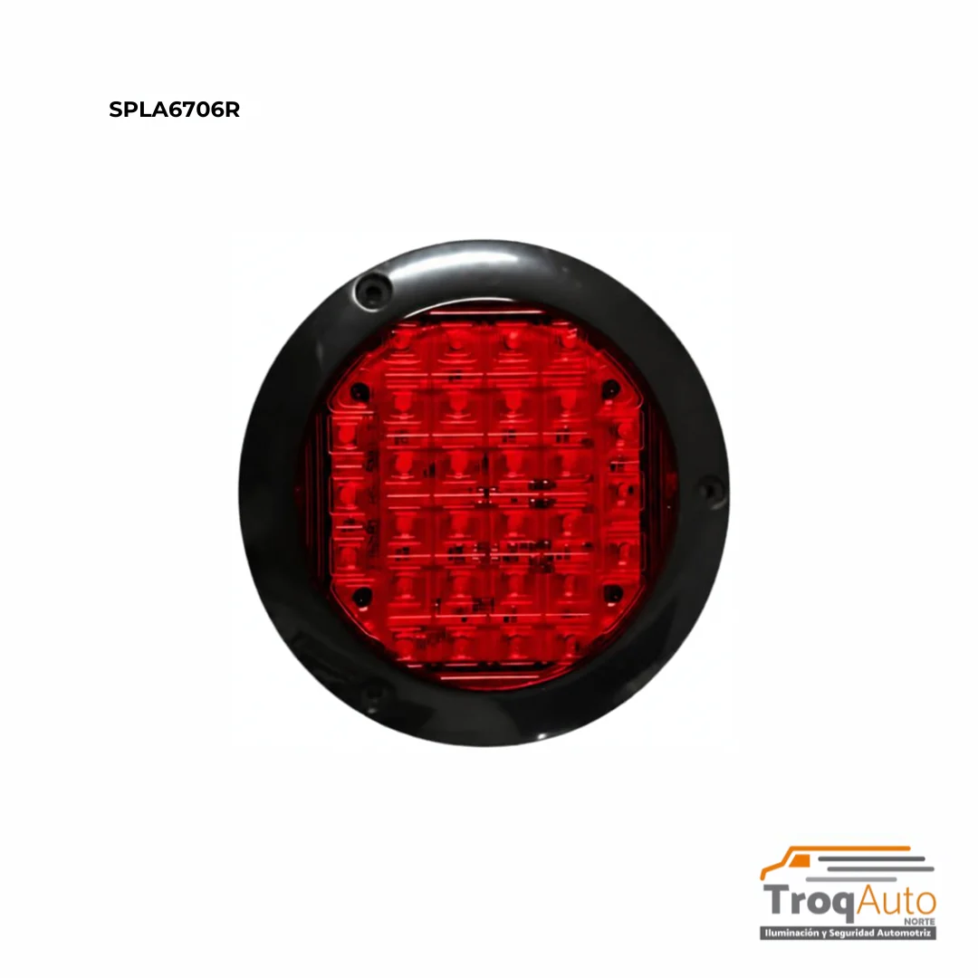PLAFÓN 4″ 30 LED ROJO CON ESTROBO CONTORNO NEGRO 12-24V