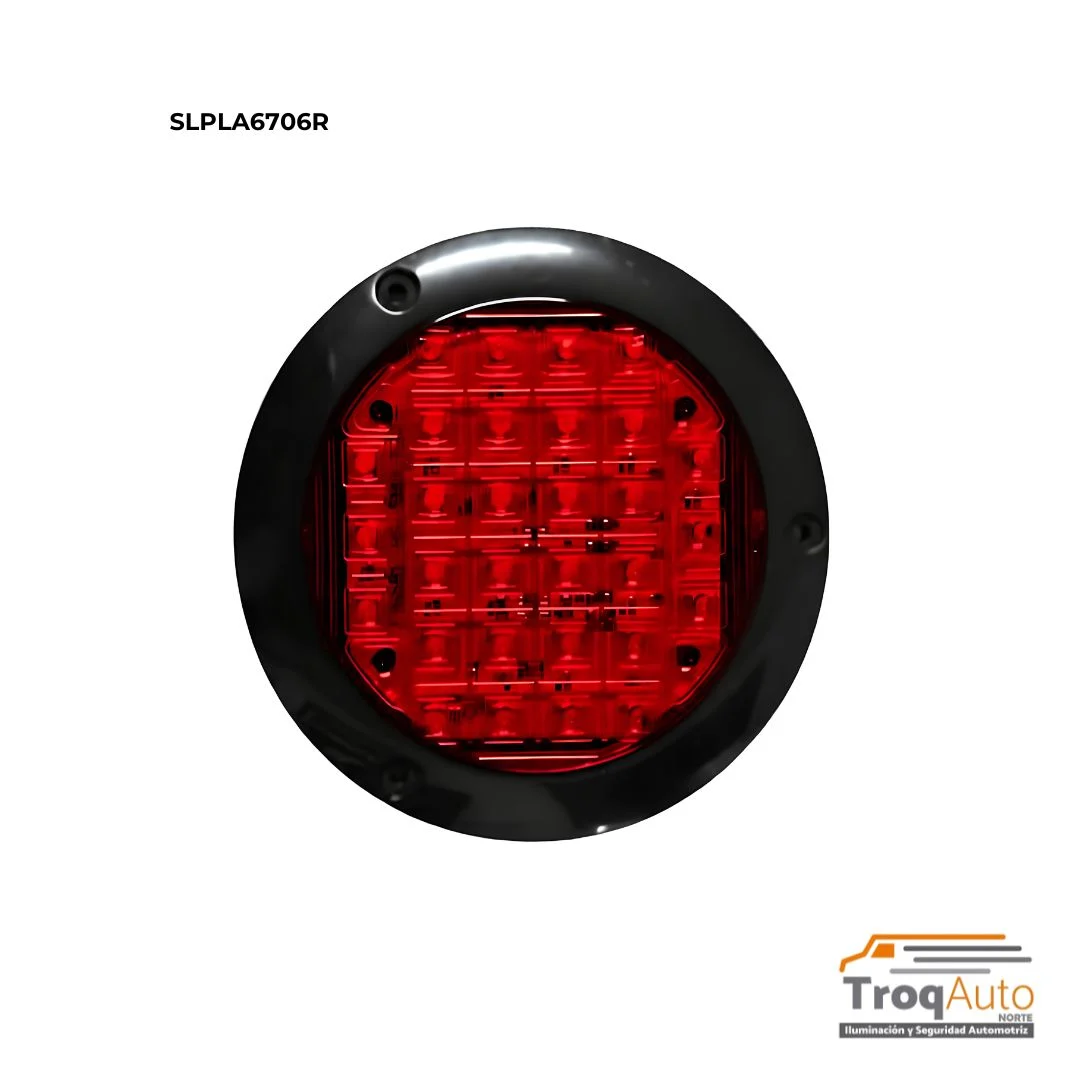 PLAFÓN 4″ 30 LED ROJO CON ESTROBO CONTORNO NEGRO 12-24V