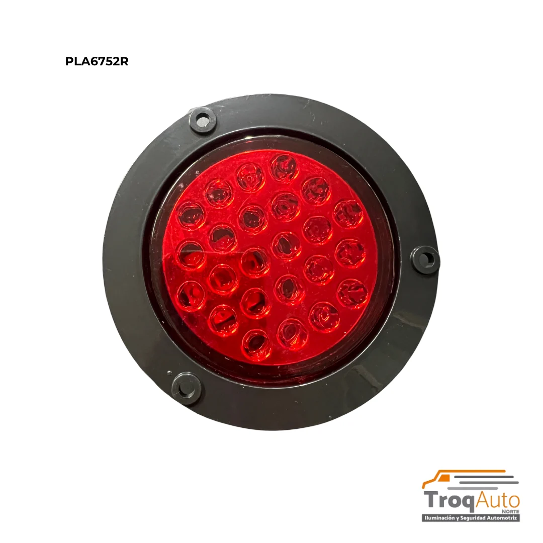 PLAFON 4" 24 LEDS 12-24V C/CONECTOR ALTA-ESTROBO DOT ROJO